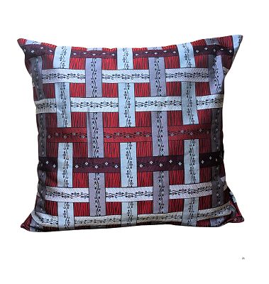 和織彩抱枕套／紅格紋